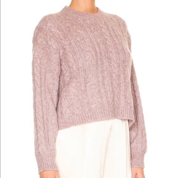 NWT Weekend Stories Alpaca Blend Antonia Cable Crew Neck Pullover in Blush Pink - Picture 4 of 10